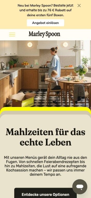 Marley Spoon Website auf dem Smartphone