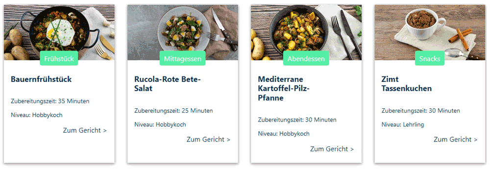 Fotos von Gerichten aus den Kochboxen des Kochbox-Anbieters Treat it